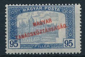 1919 Magyar Tanácsköztársaság I. 95f látványosan eltolódott középrésszel