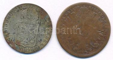 Ausztria 1849C 6kr Ag + Ausztria 1870. 20kr "Ferenc József" bronz, korabeli hamis? T:F pat...
