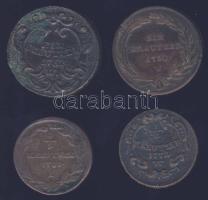 Ausztria 1762W. 1Kr + 1780W. 1Kr + 1772W. 1Kr + 1781A. 1/2Kr T:3