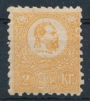 1871 Kőnyomat 2kr eredeti gumival, falcos, decentrált, a bal alsó saroknál enyhe törés (min 150.000) (folded corner)