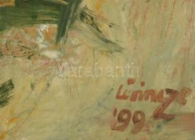 Lőrincze Miklós (1943-2016): Kompozíció. Olaj, vászon. Jelzett. Dekoratív fakeretben. 51x41 cm