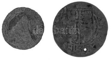 Ausztria ~1657-1705. 1kr Ag "I. Lipót" (0,37g) patina + Lengyel Királyság 1626. 1g (1/24 Thaler) Ag "III. Zsigmond" (0,87g) T:F,VG egyiken lyuk Austria ~1657-1705. 1 Kreuzer Ag "Leopold I" (0,37g) + Poland 1626. 1 Groschen (1/24 Thaler) Ag "Sigismund III" (0,87g) C:F,VG one with hole