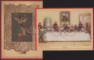 cca 1930 7 db régi távirat, közte Gönczi-Gebhardt Tibor és Izsóf Etti grafikájával