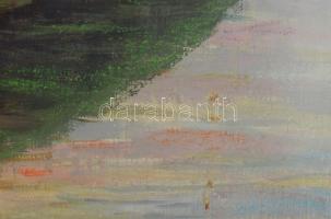 Poll H jelzéssel: Csónakos. Olaj, vászon. Üvegezett fakeretben. 48x69 cm