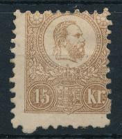 1871 Kőnyomat 15kr újragumizott bélyeg látványosan elfogazva (* 400.000) / regummed stamp with shifted perforation
