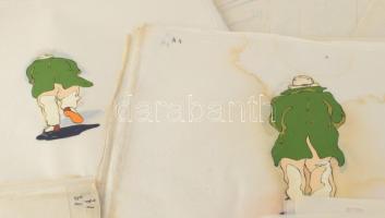 Bányai István (1949-2022) Hamm (1977) c. animációs filmjéhez készült rajzok, tervek. Vegyes technika...