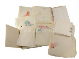 Bányai István (1949-2022) Hamm (1977) c. animációs filmjéhez készült rajzok, tervek. Vegyes technika...