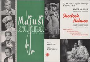 cca 1937-1938 Régi filmek reklámlapjai (Shelock Holmes, Májusi kaland, Hét pofon, Asszonysorsolás), 4 db