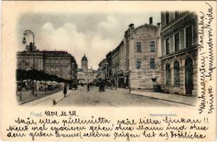 1904 Arad, Szabadság tér, Rozsnyay gyógyszertár, városi vasút, piac / square, pharmacy, urban railway, market (EK)