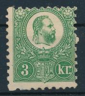 1871 Réznyomat 3kr elfogazva, gumi nélkül, tömbfogak (min *35.000)