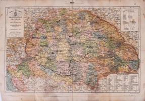 cca 1881-1900 Hátsek Igác: A magyar szent korona országainak térképe. Iskolai és magánhasználatra tervezte és rajzolta: - -, 1:25.00.000, Bp., Lampel R. (Wodianer F. és Fiai., 35x54 cm. Rajta felülnyomva a Légoltalmi körzetek 1942-es beosztásával.