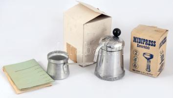 Gomba kávéfőző, használatlan, eredeti leírással, dobozában, kiegészítőkkel, m: 14 cm