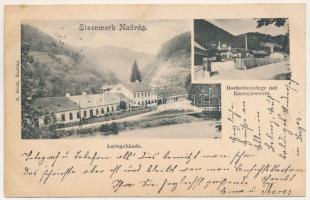 Nadrág, Nadrag, Steinacker; Vasgyár, Kohó és vasöntöde, irodaépületek. E. Beutl kiadása / Amtsgebäude, Hochofenanlage, Eisengiesserei / iron works, blast furnace, iron foundry, office buildings (fl)