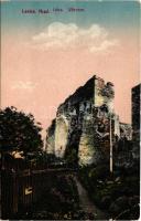 1938 Léva, Levice; várrom / Levicky hrad / castle ruins + "1938 Léva visszatért" So. Stpl. (lyuk / hole)