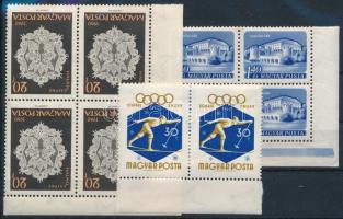 1960 Kis tétel, benne Római Olimpia, Halasi csipke, Várak többpéldányos sorok, összefüggések 3 db borítékban és egy stecklapon (25.000)