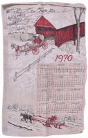 1970 Karácsonyi textil naptár, 62x38 cm