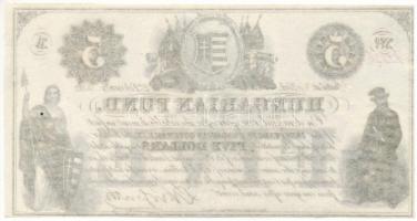 1852. 5$ "Kossuth bankó" "B" sorozat, piros "10336" sorszámmal T:F szé...