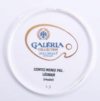 Hollóházi dísztányér, Szinyei Merse Pál: Léghajó című festményének reprodukiójával, jelzett, kopássa...