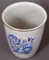 Hollóházi pálinkás készlet 6 pohárral, jelzett, egyik pohár sérült, dobozában