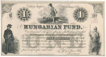 1852. 1$ "C" sorozatjellel és piros "78717" sorszámmal "Kossuth bankó" T:F szép papír Hungary 1852. 1 Dollar "C" prefix and red "78717" serial number "Hungarian Fund" C:F fine paper Adamo G117