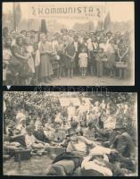 1946 Miskolc, a Kommunista Párt Kunszentmártoni Szervezte, 2 db hátoldalon feliratozott fotó, 8×12,5 cm