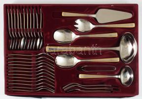 Nivella Solingen 12 személyes, sok darabos evőeszköz készlet, 2 tálcán, certifikátokkal, díszkofferb...