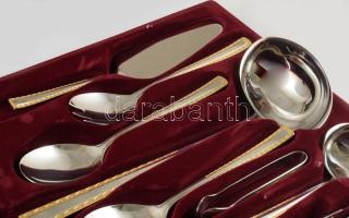 Nivella Solingen 12 személyes, sok darabos evőeszköz készlet, 2 tálcán, certifikátokkal, díszkofferb...