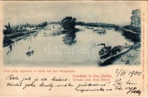 1900 Brod, Bosanski Brod; Brod prije zapreme / Brod vor der Occupation / Brod before the occupation, floating watermills, boat mills (ship mills). Ottokar Rechnitzer (EK)