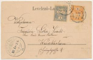 1901 Újmoldova, Neumoldowa, Bosneag, Moldova Noua; Piac tér a templommal együtt, Központi szálloda, ...