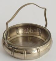 Alpakka kínáló, hibátlan üveg betéttel. d: 12 cm