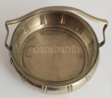 Alpakka kínáló, hibátlan üveg betéttel. d: 12 cm