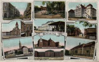 Gliwice with railway station and military barracks