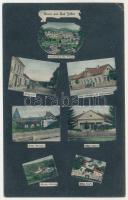 Solca, Szolka, Solka (Bukovina, Bucovina, Bukowina); Gruss aus Bad Solka. Sanatorium Dr. Poras, Ringplatz, Wasserheilanstalt Herschmann, Villa Melanie, Villa Stökel, Villa Koch, Kloster-Kirche. Verlag Gregor Lazarowicz / sanatorium, market square, spa, villas, monastery church. Art Nouveau (EK)