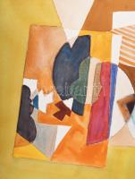 Misch Ádám (1935-1995): Utazás közben II., 1975. Akvarell, papír, jelezve jobbra lent. Hátoldalán Mi...