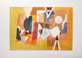 Misch Ádám (1935-1995): Utazás közben II., 1975. Akvarell, papír, jelezve jobbra lent. Hátoldalán Mi...