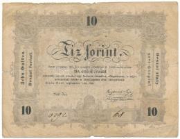 1848. 10Ft "Kossuth bankó" "Xi. 3292 68" T:F,VG Adamo G111