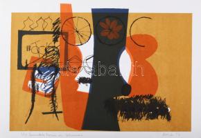 Misch Ádám (1935-1995): Sötét forma és virágok (Dunkle Form u. Blumen), 1973. Szitanyomat, papír, jelzett, számozott (2/10), 32x45 cm. Mindössze 10 példányban készült gyűjtői ritkaság!