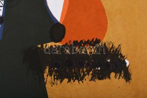 Misch Ádám (1935-1995): Sötét forma és virágok (Dunkle Form u. Blumen), 1973. Szitanyomat, papír, je...