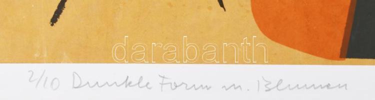 Misch Ádám (1935-1995): Sötét forma és virágok (Dunkle Form u. Blumen), 1973. Szitanyomat, papír, je...