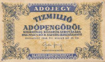 1946. 10.000.000AP sárgás vízjeles papír "amelyeknek" !!! T:I