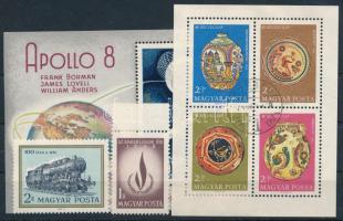 1968-1969 Kis tétel, benne többpéldányos sorok, blokkok, összefüggések 9 db borítékban és egy stecklapon (19.000)