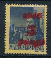 1945 Kisegítő 3P/3f kettős felülnyomattal, Leitold garanciajelzéssel
