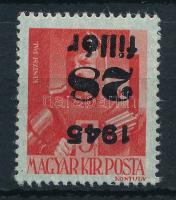 1945 Kisegítő 28f/5f fordított felülnyomattal, Leitold garanciajelzéssel