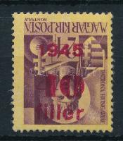 1945 Kisegítő 40f/24f fordított felülnyomattal, Leitold garanciajelzéssel (törés / fold)