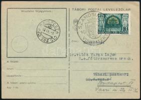 1940 Kelet visszatér bélyeg "KELF.T" lemezhibával levelezőlapon, "SZAMOSUJVÁR VISSZATÉRT"
