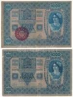 1902. 1000K felülbélyegzés nélkül + 1000K piros "MAGYARORSZÁG" felülbélyegzéssel T:F,VG