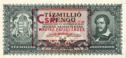 1946. 10.000.000P "Csili 1975..." fny-sal T:I