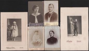 cca 1880-1920 Vegyes keményhátú fotó és kartonra kasírozott fotó tétel, közte apáca portréja, Lwow-i...