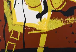 Misch Ádám (1935-1995): Útközben (Unterwegs), 1992. Szitanyomat, papír, jelzett, művészpéldány e.a. ...