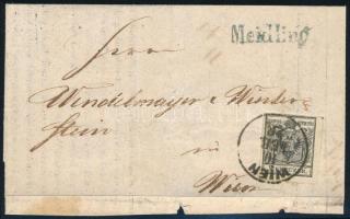 Ausztria 1853 2kr hiányos levélen